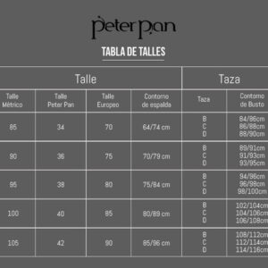 tabla de talles peter pan