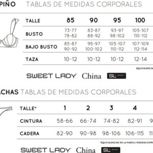 Tabla de talles Sweetlady