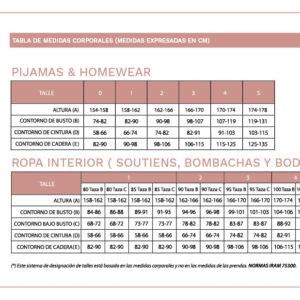 Tabla de talles SELU